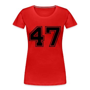 47 - T-shirt bio Premium Femme - rouge - Devant - Mia (176cm)