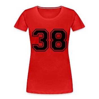 38 - T-shirt bio Premium Femme - rouge - Devant - Mia (176cm)