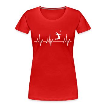 Heartbeat ECG Beach Volleyball Player Sports - Women's Premium Organic T-Shirt - red - Front - Mia (176cm)