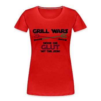 Grill Wars lueur trois couleurs - T-shirt bio Premium Femme - rouge - Devant - Mia (176cm)