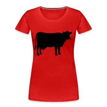 Kuh - Frauen Premium Bio T-Shirt - Rot - Vorne - Mia (176cm)