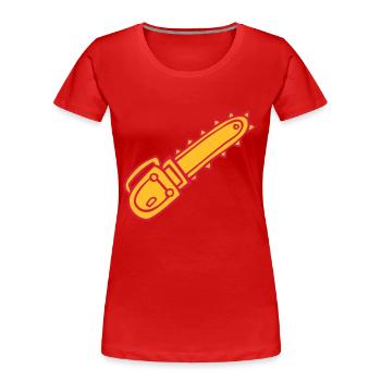 cartoon chainsaw chainsaw tool sawmill fun - Women's Premium Organic T-Shirt - red - Front - Mia (176cm)