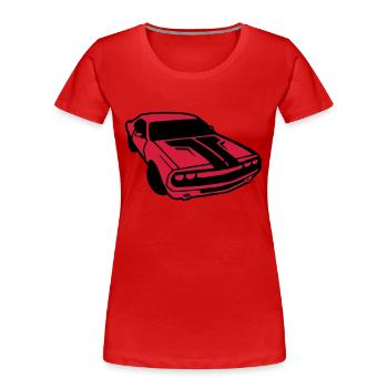 dessin de voiture de course américaine vintage dod - T-shirt bio Premium Femme - rouge - Devant - Mia (176cm)