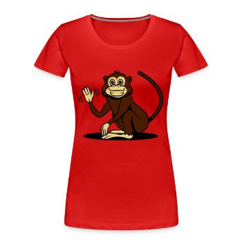 Vague d'amour drôle de singe - T-shirt bio Premium Femme - rouge - Devant - Mia (176cm)