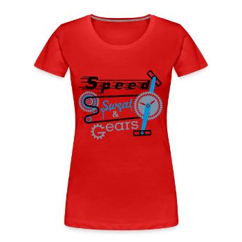 speed sweat n gears - 3 farb Vektor - Frauen Premium Bio T-Shirt - Rot - Vorne - Mia (176cm)