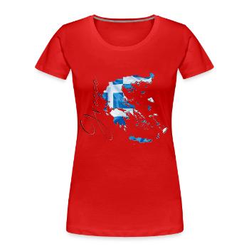 Drapeau de la Grèce en Grèce Carte EN - T-shirt bio Premium Femme - rouge - Devant - Mia (176cm)