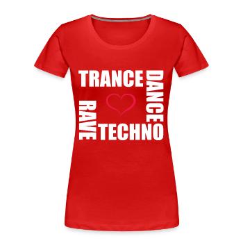 techno dance trance rave - Women's Premium Organic T-Shirt - red - Front - Mia (176cm)