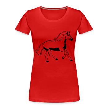 pferd - Frauen Premium Bio T-Shirt - Rot - Vorne - Mia (176cm)