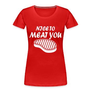 Fun Fun Funny - Women's Premium Organic T-Shirt - red - Front - Mia (176cm)
