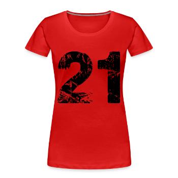 21 - Frauen Premium Bio T-Shirt - Rot - Vorne - Mia (176cm)