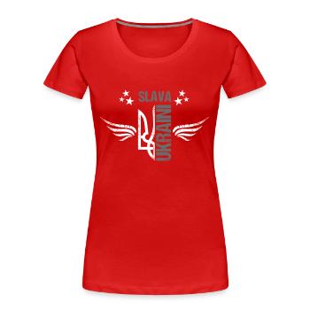 Ukraine Ruhm und Ehre - Frauen Premium Bio T-Shirt - Rot - Vorne - Mia (176cm)
