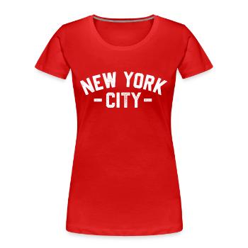 NEW YORK CITY VINTAGE STAMPED - Frauen Premium Bio T-Shirt - Rot - Vorne - Mia (176cm)