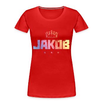 Jakob - Frauen Premium Bio T-Shirt - Rot - Vorne - Mia (176cm)