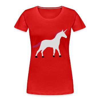 Einhorn Silhouette Umriss Schatten - Frauen Premium Bio T-Shirt - Rot - Vorne - Mia (176cm)
