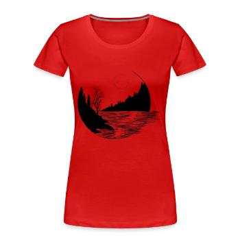 In die Berge - Frauen Premium Bio T-Shirt - Rot - Vorne - Mia (176cm)