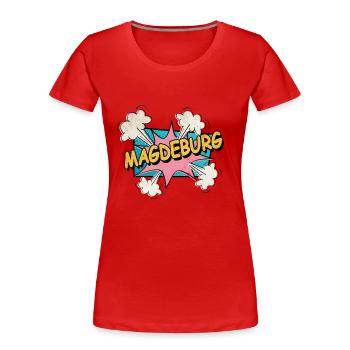 Magdebourg Allemagne Ville Police Pop Art Bande dessinée - T-shirt bio Premium Femme - rouge - Devant - Mia (176cm)