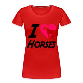 horse love - Frauen Premium Bio T-Shirt - Rot - Vorne - Mia (176cm)