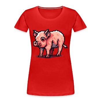 Schwein als Sau in 16 Bit Pixelart - Frauen Premium Bio T-Shirt - Rot - Vorne - Mia (176cm)