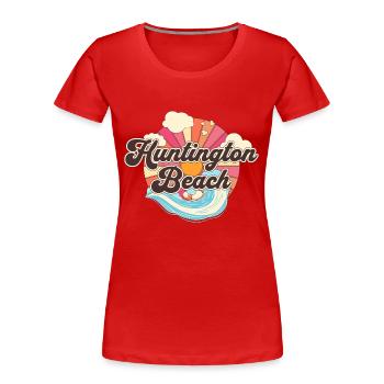 Huntington Beach California Retro - Women's Premium Organic T-Shirt - red - Front - Mia (176cm)