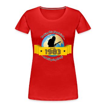40e anniversaire Bouleverser cette planète depuis 11/1983 - T-shirt bio Premium Femme - rouge - Devant - Mia (176cm)