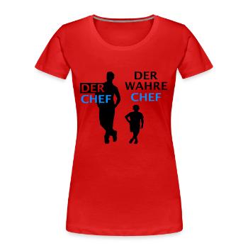 Vater Sohn Partnerlook Papa der wahre Chef - Frauen Premium Bio T-Shirt - Rot - Vorne - Mia (176cm)
