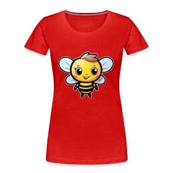 Abeille joyeuse - T-shirt bio Premium Femme - rouge - Devant - Mia (176cm)
