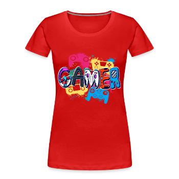 Affiche colorée de style artistique de contrôleur de joueur - T-shirt bio Premium Femme - rouge - Devant - Mia (176cm)