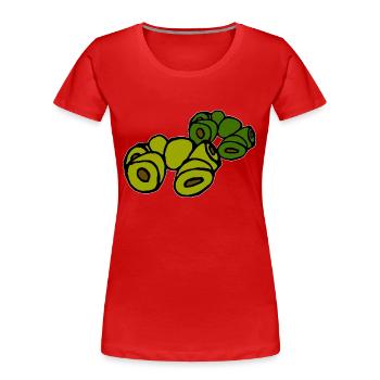 various olives - Women's Premium Organic T-Shirt - red - Front - Mia (176cm)