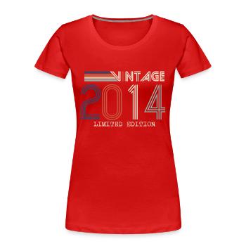 Vintage 2014 Anniversary Gift - Vintage 2014 - Women's Premium Organic T-Shirt - red - Front - Mia (176cm)