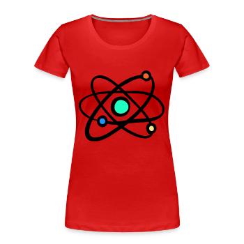Atoms Physics - Women's Premium Organic T-Shirt - red - Front - Mia (176cm)