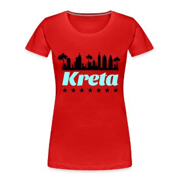 kreta - Frauen Premium Bio T-Shirt - Rot - Vorne - Mia (176cm)