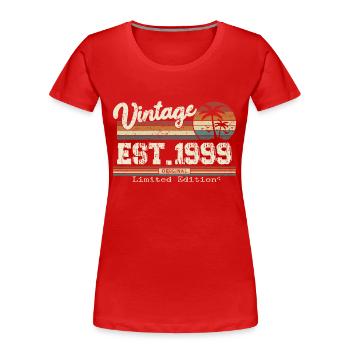 1999 Vintage Vintage Retro Birthday Gift - Women's Premium Organic T-Shirt - red - Front - Mia (176cm)