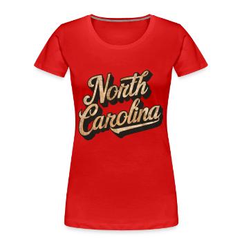 North Carolina - Frauen Premium Bio T-Shirt - Rot - Vorne - Mia (176cm)