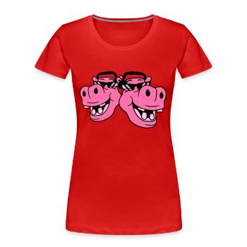 2 Hippopotames roses Visages Party Club Équipe musicale - T-shirt bio Premium Femme - rouge - Devant - Mia (176cm)
