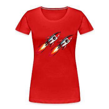 Rakete Comic - Frauen Premium Bio T-Shirt - Rot - Vorne - Mia (176cm)