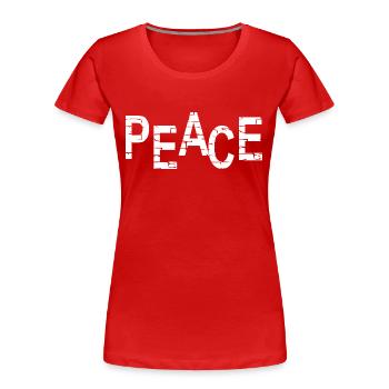 Peace - Paix - Frieden - Pace - Paz - T-shirt bio Premium Femme - rouge - Devant - Mia (176cm)