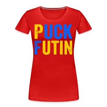 Puck futin - Frauen Premium Bio T-Shirt - Rot - Vorne - Mia (176cm)