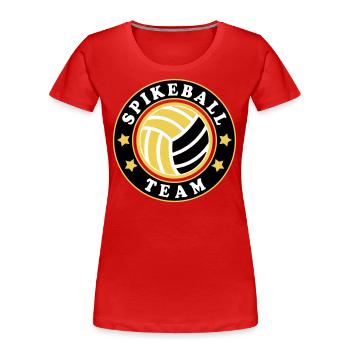 Farben änderbar | Roundnet Spikeball Team Fun - Frauen Premium Bio T-Shirt - Rot - Vorne - Mia (176cm)