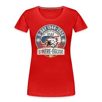 D DAY 1944 2024 St Mère Eglise Airborne 2 - T-shirt bio Premium Femme - rouge - Devant - Mia (176cm)