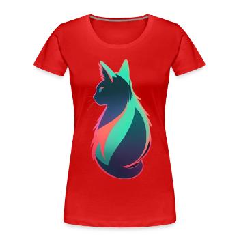 wonderful cat neon colorful colorful - Women's Premium Organic T-Shirt - red - Front - Mia (176cm)