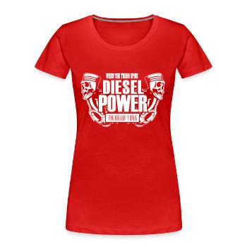 Diesel Power Shirt - T-shirt bio Premium Femme - rouge - Devant - Mia (176cm)