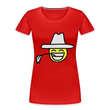 cowboy_smiley - Women's Premium Organic T-Shirt - red - Front - Mia (176cm)