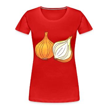 Yellow onions Onions - Women's Premium Organic T-Shirt - red - Front - Mia (176cm)