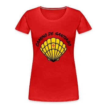 Camino de Santiago - Frauen Premium Bio T-Shirt - Rot - Vorne - Mia (176cm)