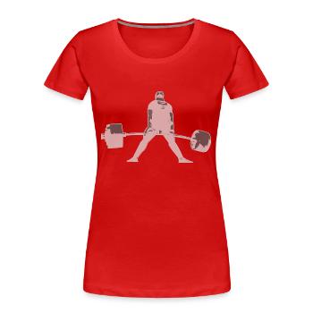 Deadlift II -- weiss - Frauen Premium Bio T-Shirt - Rot - Vorne - Mia (176cm)