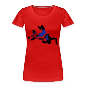 Ringer, Ringen - Frauen Premium Bio T-Shirt - Rot - Vorne - Mia (176cm)