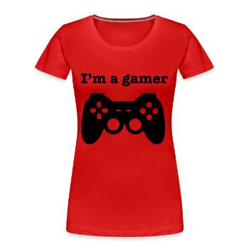 Gamer - Women's Premium Organic T-Shirt - red - Front - Mia (176cm)