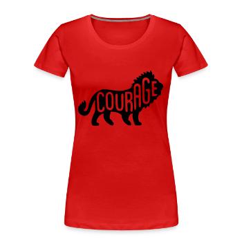 Löwe - Lion Courage - Frauen Premium Bio T-Shirt - Rot - Vorne - Mia (176cm)