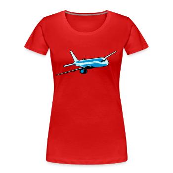 Plane flying airliner - Women's Premium Organic T-Shirt - red - Front - Mia (176cm)