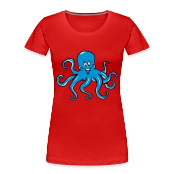 Tintenfisch oktopus lustig comic - Frauen Premium Bio T-Shirt - Rot - Vorne - Mia (176cm)